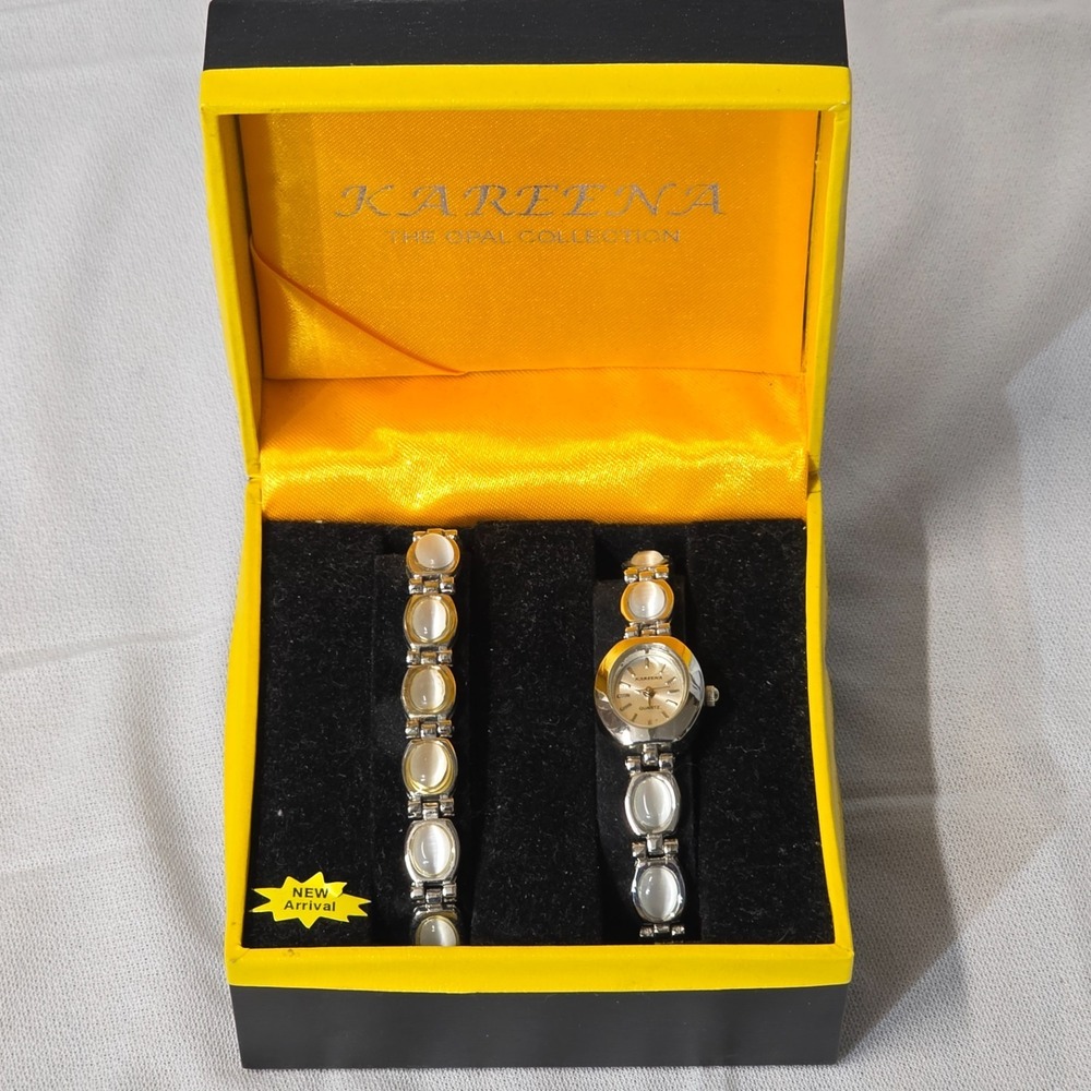 Kareena Opal Collection Women's Quartz Watch & Bracelet NIB